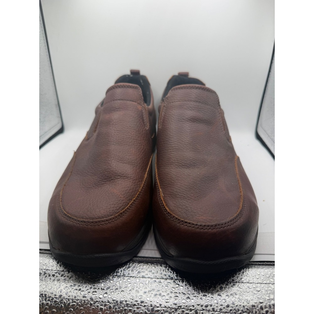 LL Bean Mens Brown Leather Slip On Shoes Loafers 11.5 Wide 257064